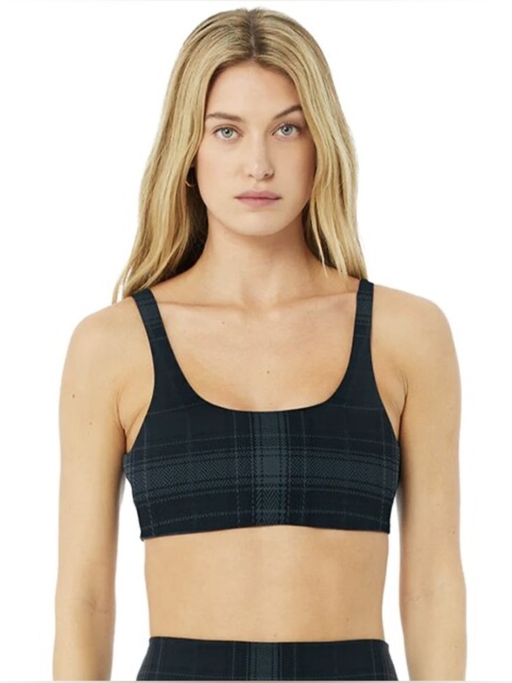ALO Vapor Legacy Plaid Sports Bra Size Medium - Color - Black/Anthracite
